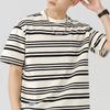 JIAOXIU Men's Classic Stripe Loose Fit Round Neck T-Shirt