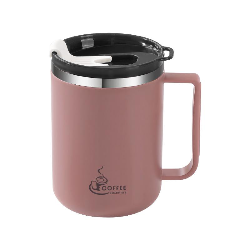 304 Stainless Steel Mug with Lid & Straw, Double-Layered, Suitable for Milk and Coffee, Office Cup with Handle, and Tea Infuser