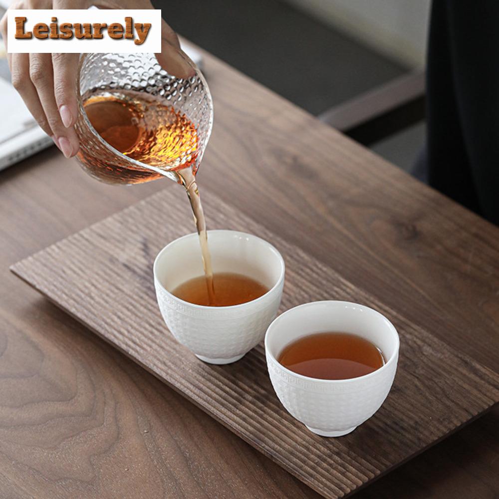 1 PC Boutique Suet Jade White Porcelain Teacup Handmade Embossed Heart Sutra Tea Cup Travel Tea Bowl Master Cup Meditation Cup