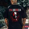 I'M BROKEN Emoji Skull Black Print T-shirt