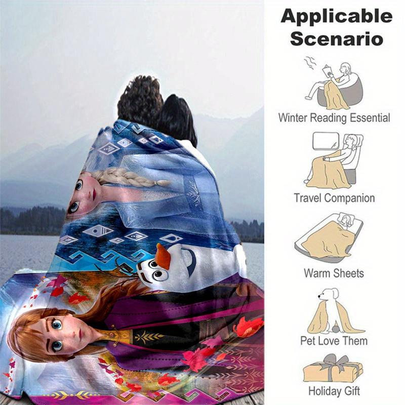 1pc. Frozen II Anna & Elsa & Olaf Design Blanket, Home Office Outdoor Gift (80x120cm)