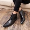 Fashion PU Leather Men's Ankle Boots Simplicity Pointed Toes Dress Leather Boots Men Fashion High Top Shoes Party Business Brogue Shoes
