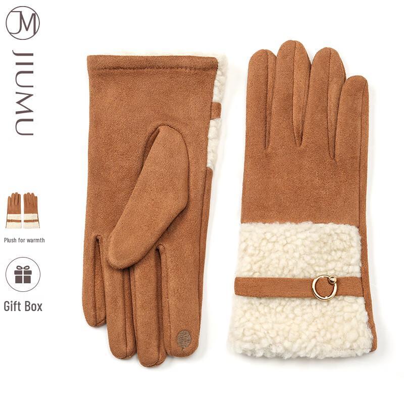 JIUMU Women's Suede Plush Lined Touchscreen Gloves