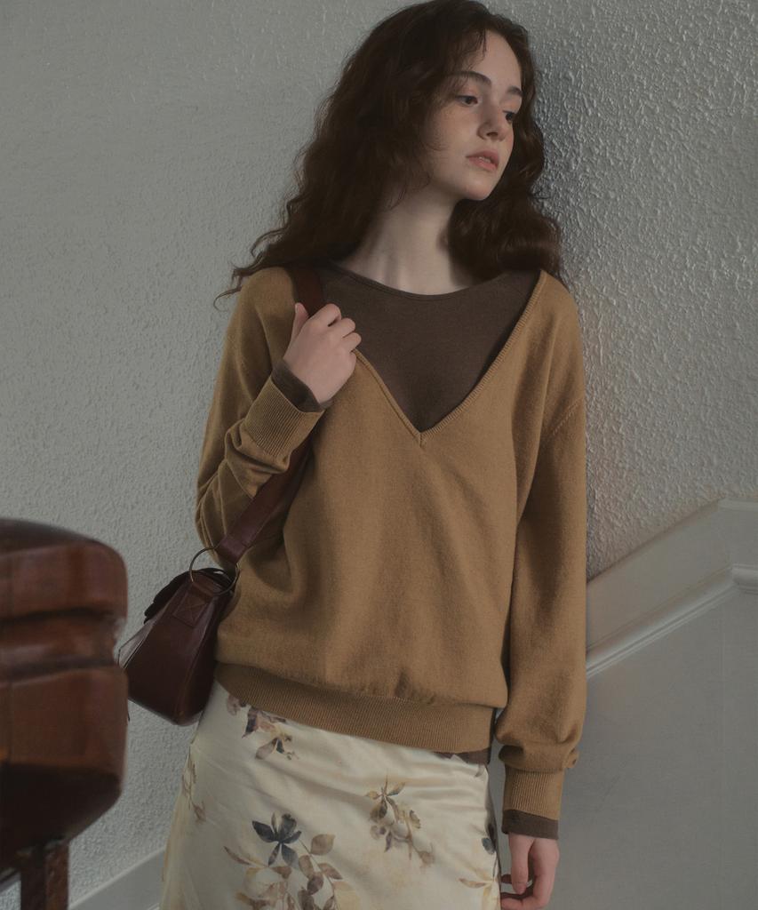 OURNOSTALGIA Faye Basic Raglan T-Shirt_Brown(O25Tp15)