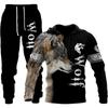Spring And Autumn Suit 3D Animal Print Hooded Pullover For Men