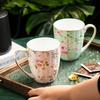 European Bone China Coffee Mug 400ml Ceramic Couple Water Cup Exquisite Flower Afternoon Tea Flower Tea Cup Home Breakfast Mug