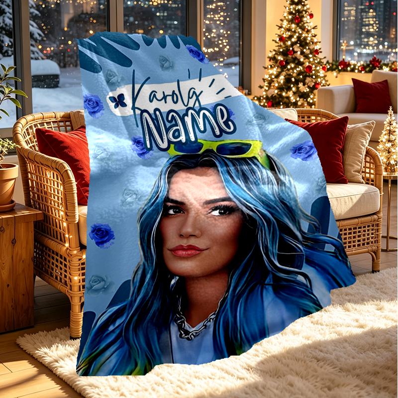 Custom Name Personalized Karol G Print Blanket, Home Decor, Bedroom, Sofa, Camping, Couch, Gifts for Birthday Christmas