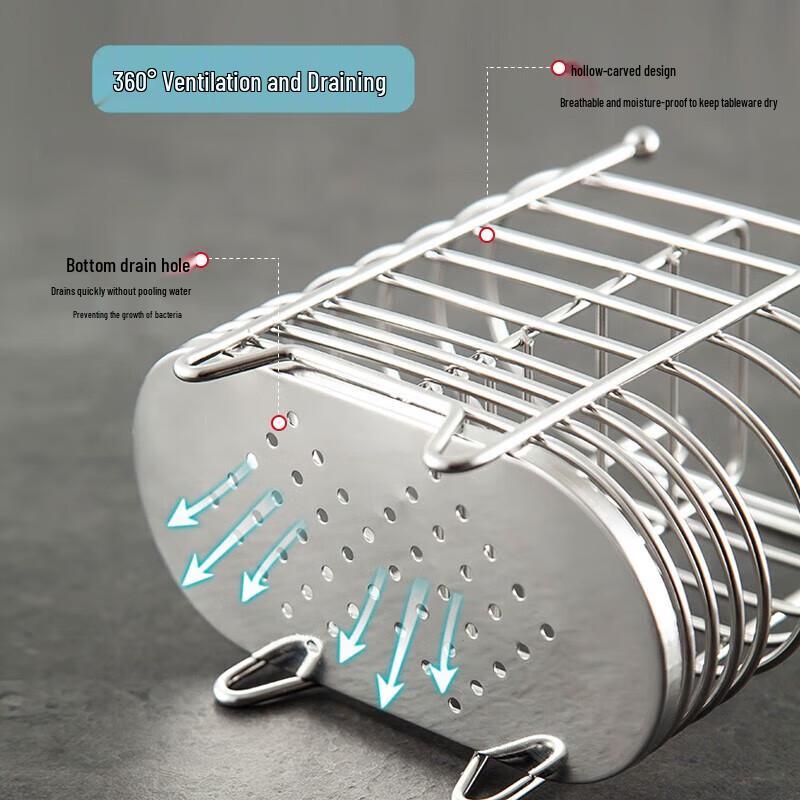Meichu Rostfritt Stål Borrfri Ätpinnshållare med Avlopp