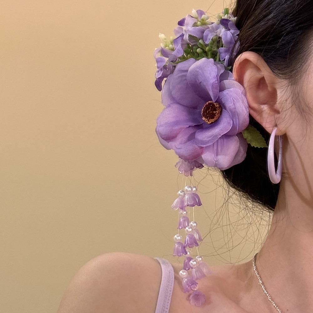 

Chinese Style Hair Accessories Charming Fashion Hairpin New Flower Grasp Clip for Women Girls фиолетовый