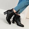 Fashion Ankle Boots For Women Casual Lace Up Autumn Spring Short Boot Female Thick Med Heel Black Red Shoes Lady Big Size 45 46