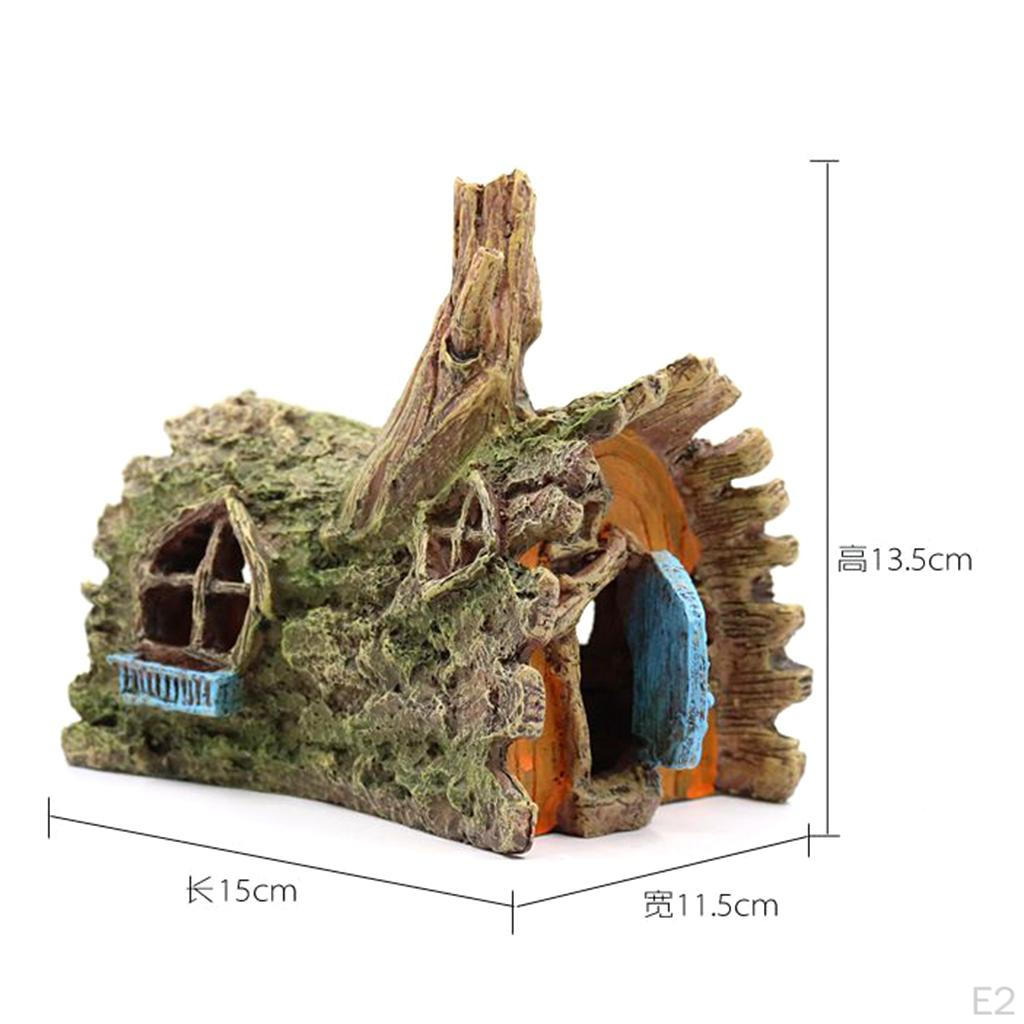 Aquarium Decorations - Resin Tree House Cave Ruins Crafts for Fish