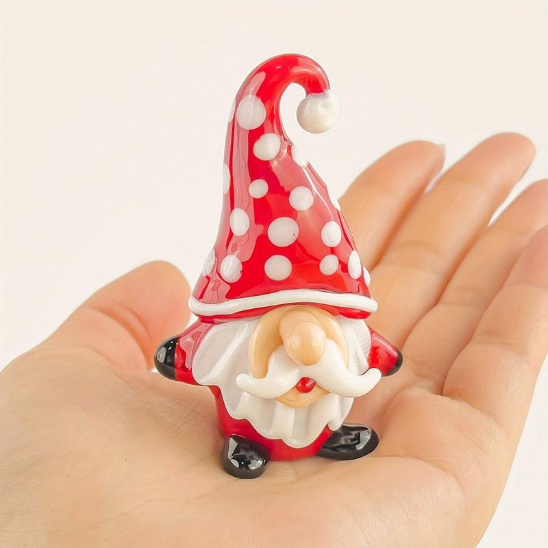 1PC Cartoon Image Handcrafted Fairy Garden Exquisite Glass Cute Christmas Tree Ornament Mini Santa Claus Figurines Desk Ornaments