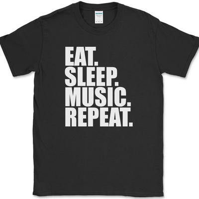 Eat Sleep Music Repeat T-Shirt Funny Sound Musician DJ Band Gift Tee