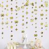Gold 50th Birthday Decorations Number 50 Circle Dot Twinkle Star Garland Metallic Hanging Streamer Bunting Banner Backdrop for 50 Year Old Birthday