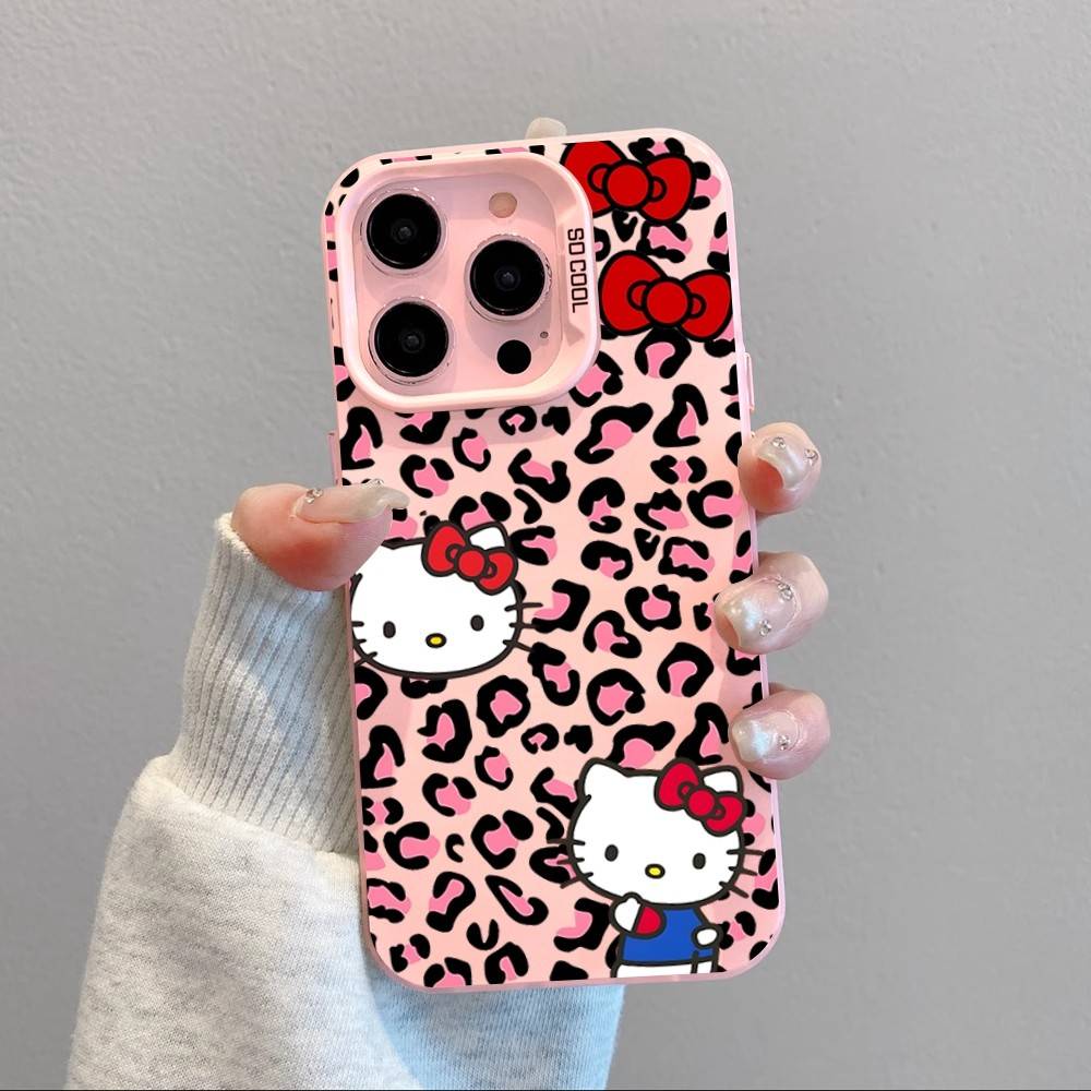 Leopard Hello Kitty Phone Case For IPhone 17 16 15 11 12 13 14 Pro Max 16 Plus 12 Mini 7 8 XR XS 15Pro MAX Cove