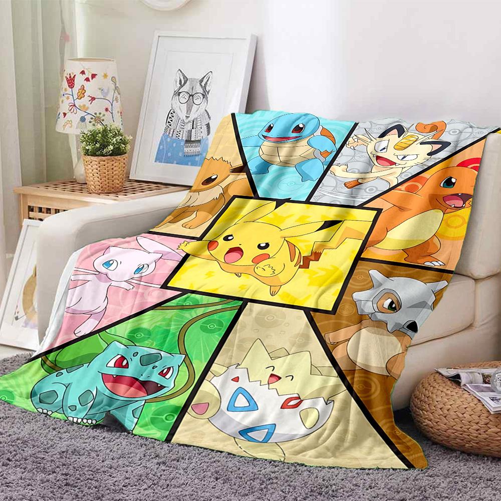 1PC Pokemon, Blanket Soft Warm All Season Throw for Sofa, Bed, Car, Office Vibrant Colorful Design, Durable & Cozy Gift