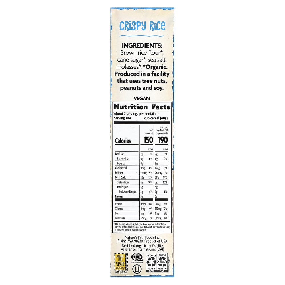 Natures Path Crispy Rice Cereal 284g (10oz)