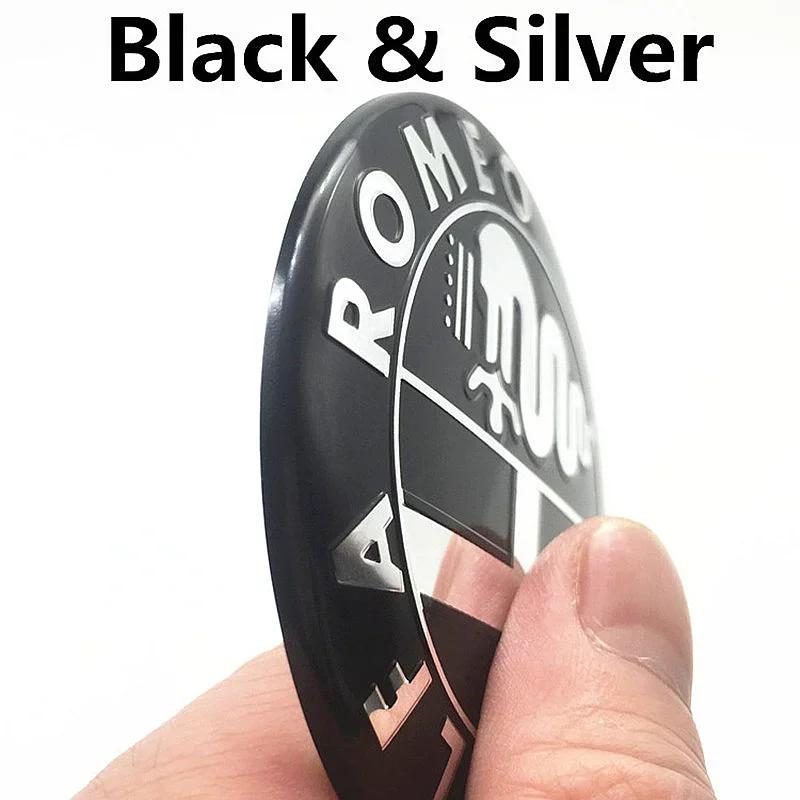 2 szt. 74 mm 3D Metalowa Naklejka Akcesoria do Stylizacji Samochodu Dla Alfa Romeo Maskownica Przednia Maski Samochodu Emblemat Środkowy Bagażnika Tylnego Odznaka Logo