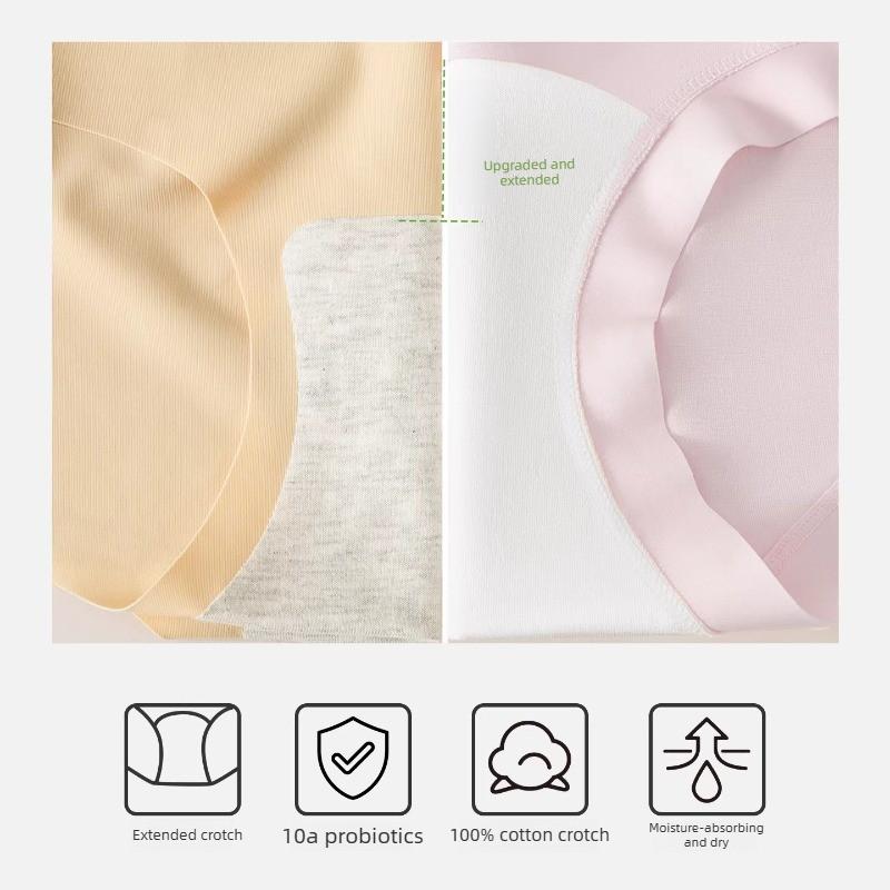 Women's Spring and Autumn 10A Anti Bacterial Extended Wide Bottom Crotch No Trace Briefs