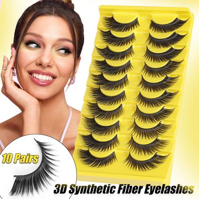 10 Pairs Of Oblique Flying Fox Eyes Large-Capacity Mixed False Eyelashes Natural Thick Simulated Eyelashes