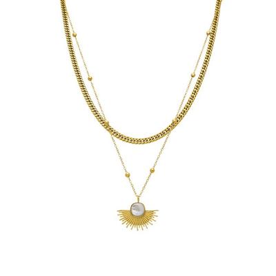 Collana Luxenter con madreperla bianca finitura oro 18K - Sycu