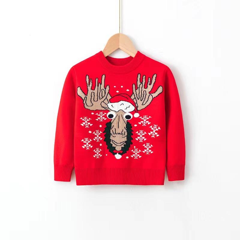 Christmas Boys Girls Sweater Party Pullover Cotton Clothes Kids Autumn Winter Knitwear Top
