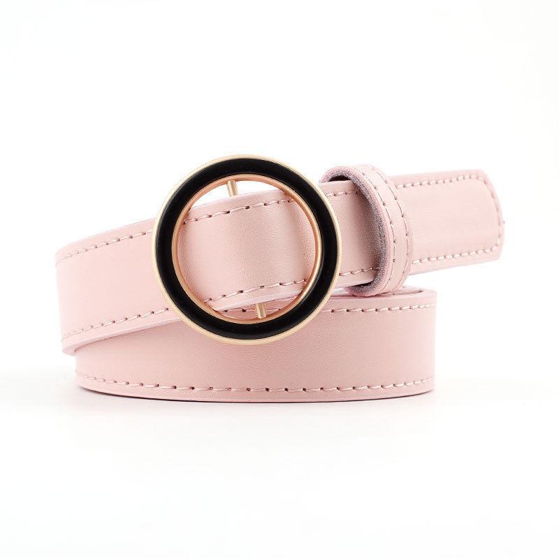 Chic Womens Korean Style Pu Buckle Belt In Black Beige Coffee For Looks Effortless