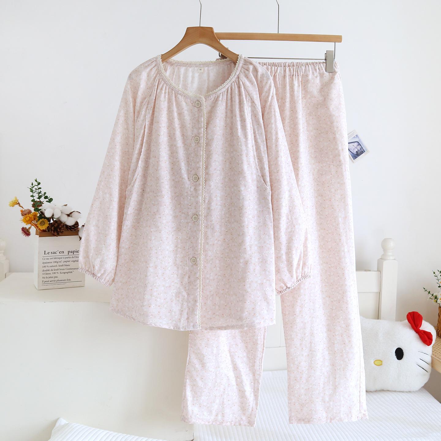 

Maternity Cotton Pajamas: Adjustable Spring/Autumn Sleepwear for Postpartum and Pregnancy. XL