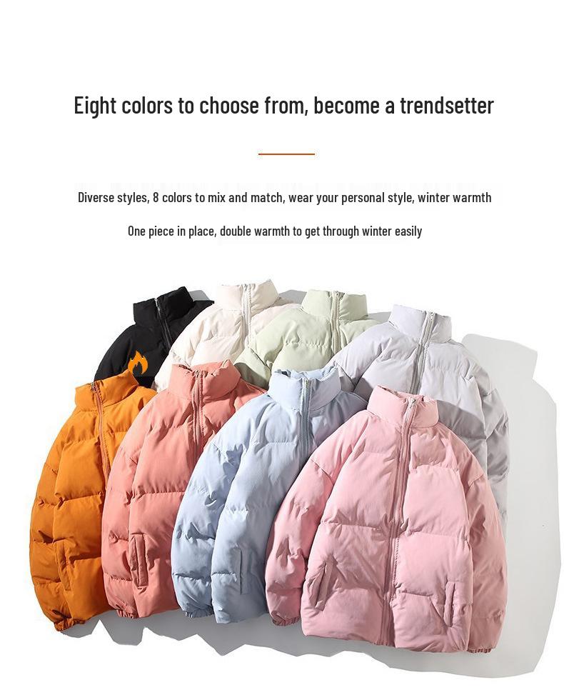 Men's Korean Style Cotton-Padded Jacket: Autumn/Winter Casual Solid Color Short Coat with Stand Collar