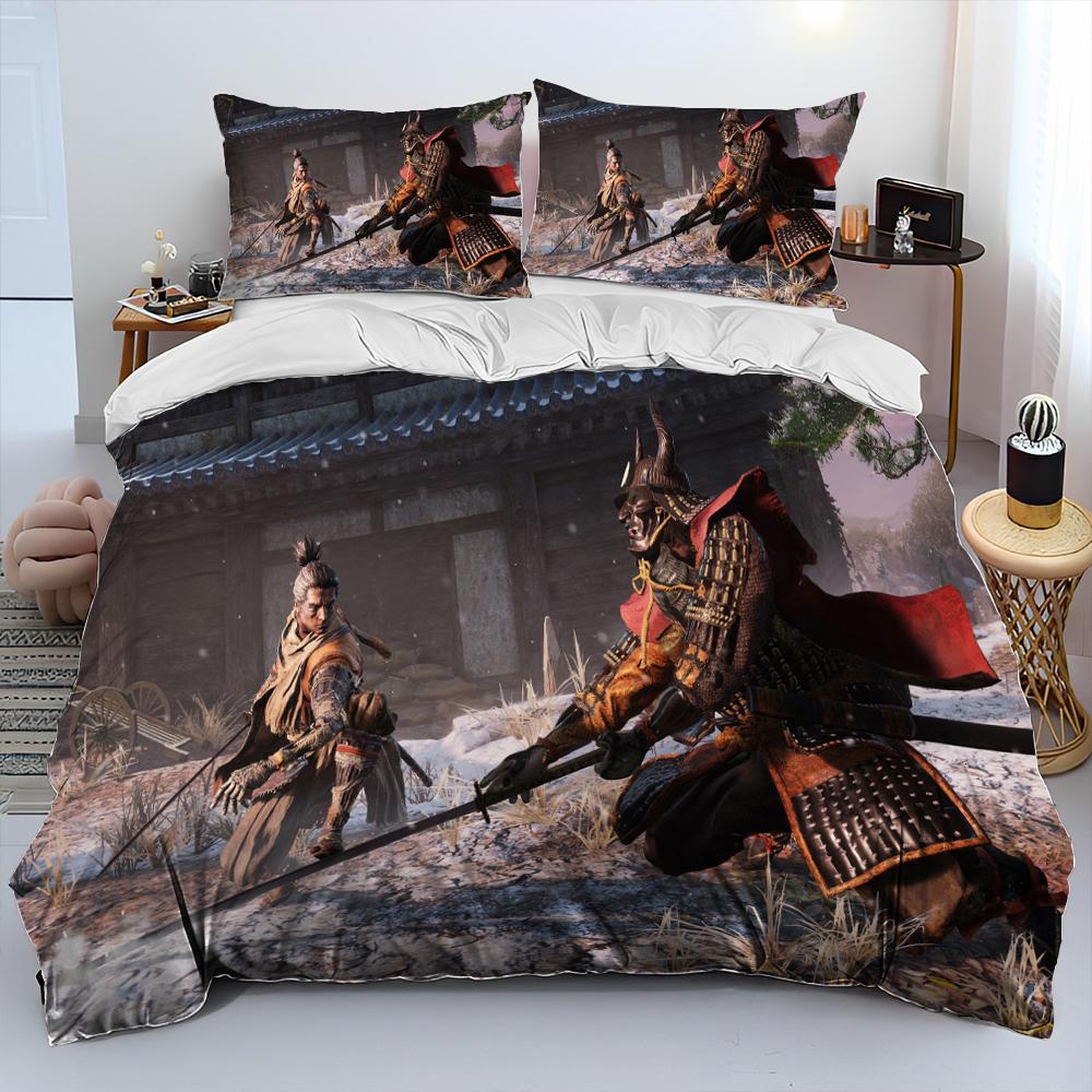 3D Sekiro:Shadows Die Twice Game Comforter Bedding Set,Duvet Cover Bed Set Quilt Cover Pillowcase,king Queen Size Bedding Set