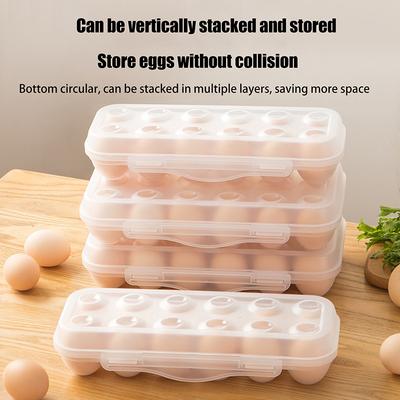 1Pc 12/18 Grid Egg Storage Box With Lid Kitchen Refrigerator Egg Box Egg Drop Rack Household Fridge Egg Organizer Egg Tray