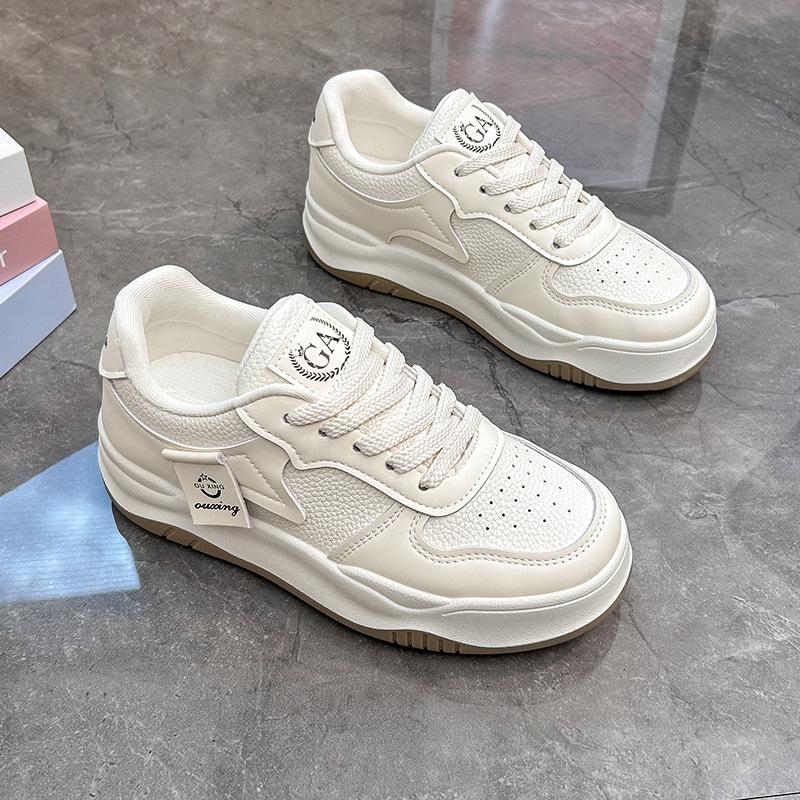 

Белые женские туфли, весенние новые студенческие туфли в корейском стиле, модные универсальные туфли с толстой подошвой, весенне-осенняя повседневная обувь Q5902 35