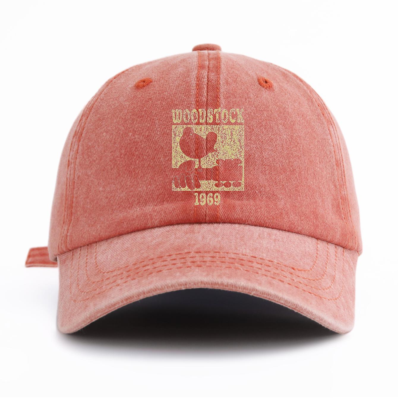 

1pc WOODSTOCK Print Washed Baseball Cap for Adults,Minimalist Retro Style Casual Soft Adjustable Dad Hat,Perfect As Gift