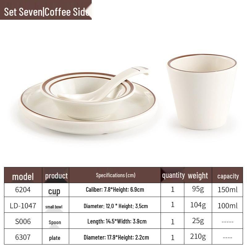 Melamine Four-Piece Table Set: Imitation Porcelain Plastic Bowls & Plates for Restaurants and Hotels