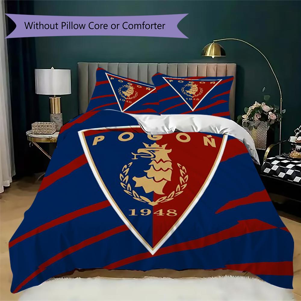 Mks Pogoń Szczecin Pattern Bedding,Quilt Set Quilt Cover Pillowcase Home Birthday Gift(1 * duvet cover + 2 * pillowcase, without core)_lx
