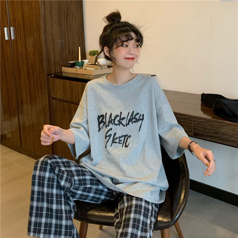 Vintage Buchstabenprint Lässiges Oversize T-Shirt Sommer koreanisch Kurzarm T-Shirts für Damen Kleidung Harajuku Studenten Y2k Oberteile Streetwear