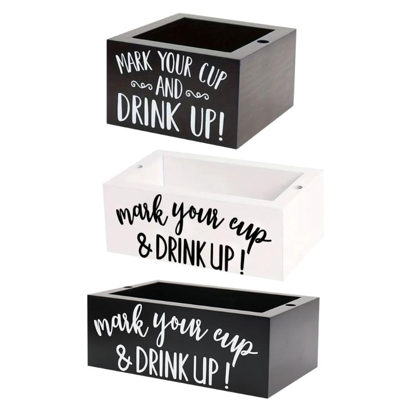 Wood Coffee Station Rack for Organizing Cups and Accessories Disposable Cup and Lid Organizer Wooden Storage Box