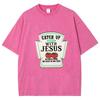 Jesus Letter Print Women's Wash T-Shirt Oversized Loose Unisex Half Sleeve American Retro Minimalist Top
