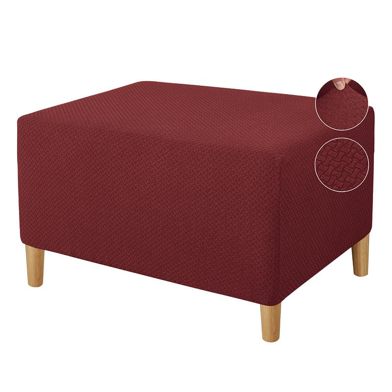 1PC Rectangle Protector Elastic Jacquard All-inclusive Ottoman Cover Solid Color Home Decor Anti Slip Footstool Cover