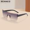 Unisex Square Concave Sunglasses High Quality One Piece Rimless Design UV400 Sunscreen for Outdoor Fashionable Street Shooting