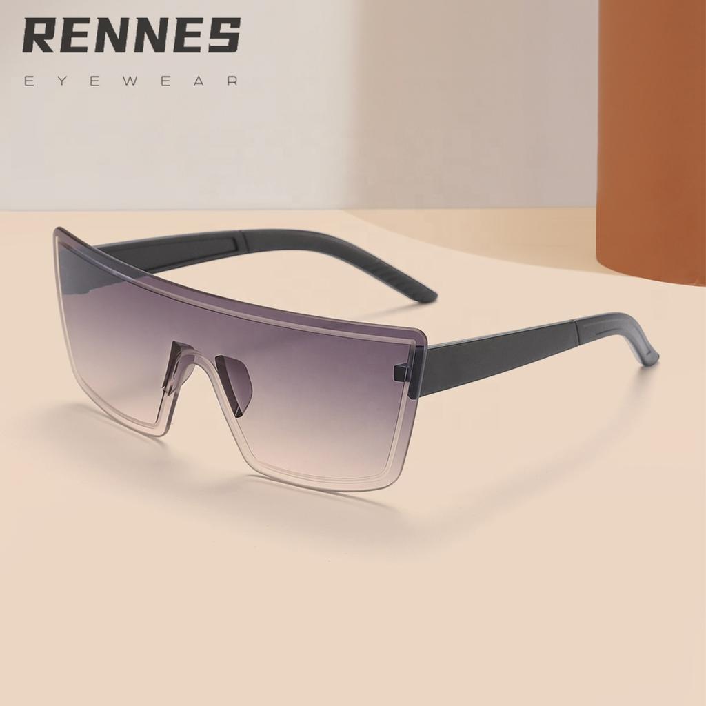 Unisex Square Concave Sunglasses High Quality One Piece Rimless Design UV400 Sunscreen for Outdoor Fashionable Street Shooting