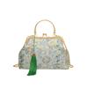 Elegant Embroidered Handbags for Women Fashion Metal Handle Shoulder Bag with Chain Strap Ladies Evening Party Purse Gift wallet