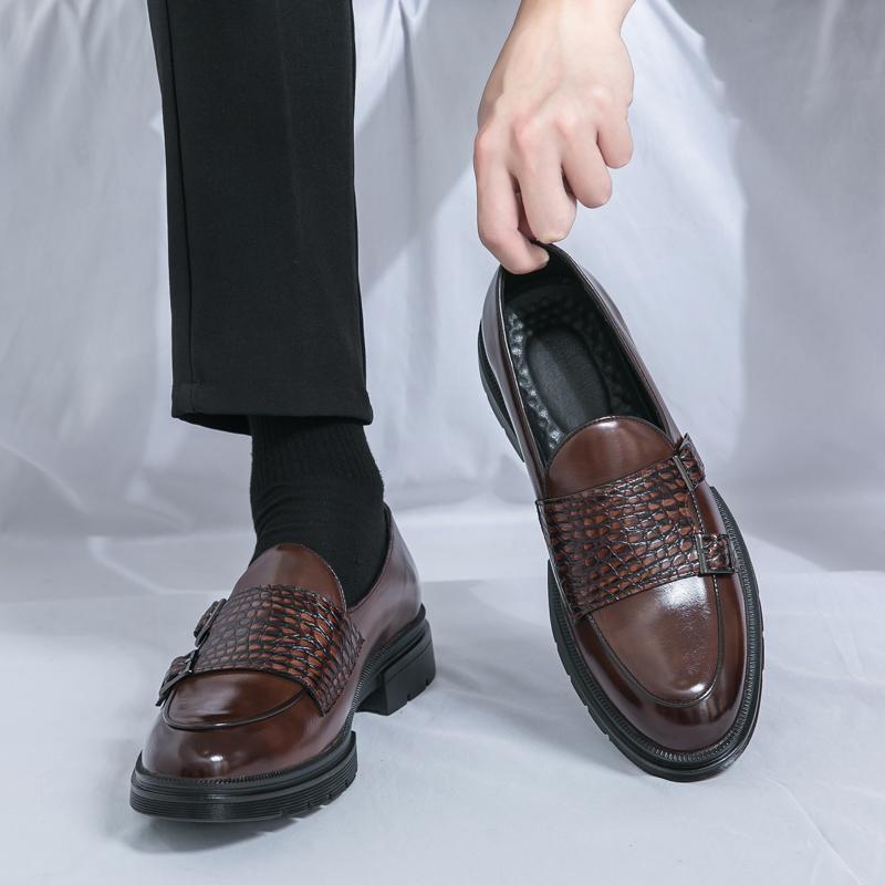 Fashion Double Monk Strap Luxury Men Leather Shoes Handmade Fashion Designer Business Dress Shoes Men Original Wedding Shoes Moccasins