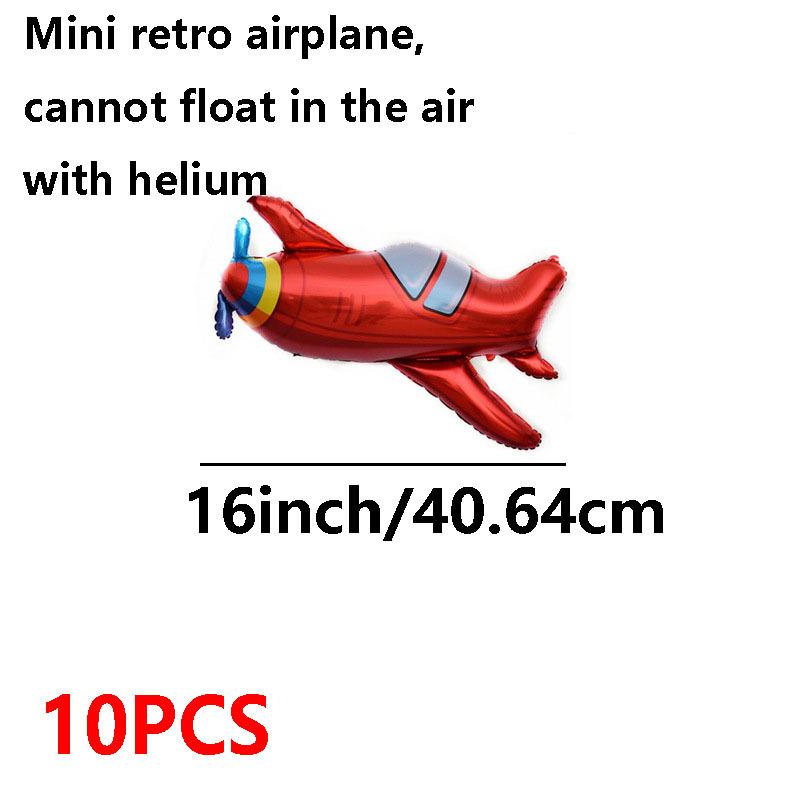 10 Pezzi Mini Palloncino in Pellicola di Alluminio Palloncino Cartoon Aereo Rosso Retrò Decorazione Festa di Compleanno Palloncino