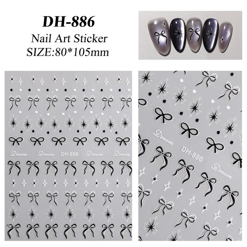 

Лента Бантик Наклейки для Ногтей Изысканные Наклейки для Украшения Ногтей DIY Самоклеящиеся Переводные Слайдеры Шармы Аксессуары для Нейл-арта чёрный