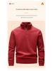 Men's Double-Sided Fleece Hoodie, Autumn Winter Warm Long Sleeve T-Shirt, Half Zip, Stand Collar, Loose Fit.