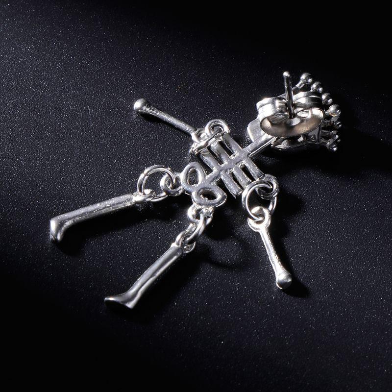 Skull Skeleton Drop Pendant Earrings Hip Hop Ear Stud Jewelry for Male & Female