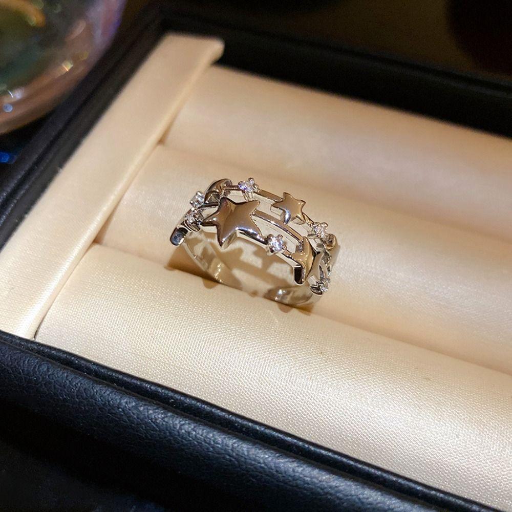 Geometric Y2k Open Ring Jewelry Accessories Irregular Finger Ring Zircon Star Ring Gift