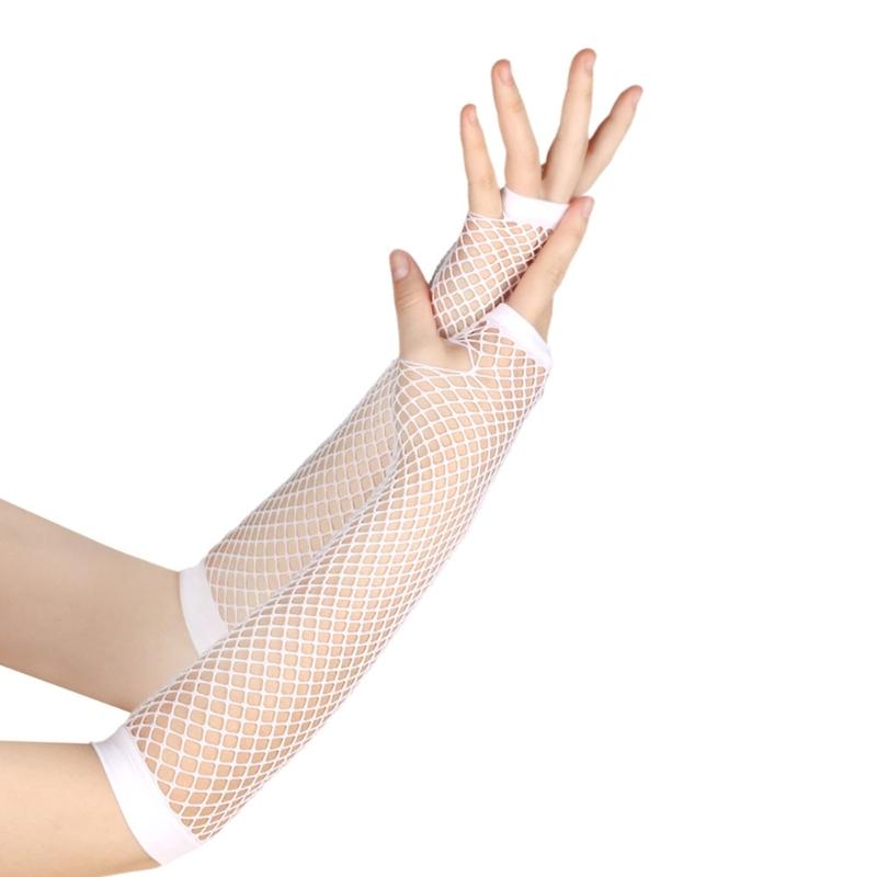 Fishnet Arm Gloves Women Fingerless Gloves Sexy Club Arm Sleeves Party Handwear Fishnet Gloves Music Festival Gloves