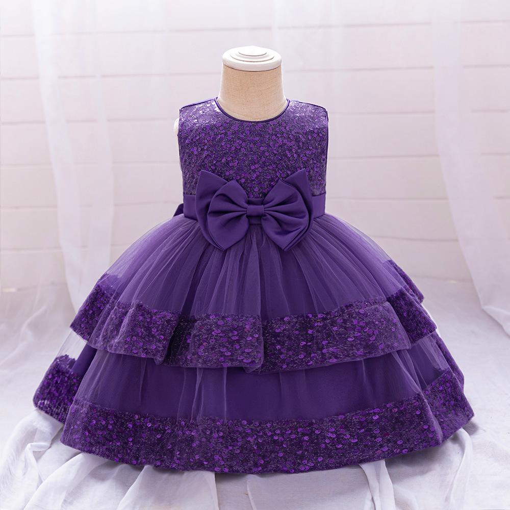 Girls Dress Wedding Newborn Baby Dress Christening Baptism Dresses with Cute Bow Toddlers Girl Birthday Party Ball Gown L2220